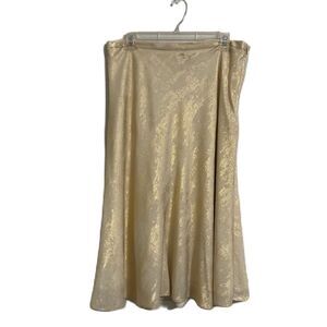 Alex Marie Skirt Women 12 White Gold Gracie Metallic Party Holiday Midi Glam NWT